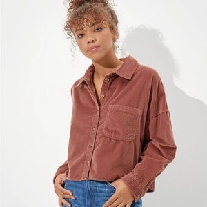 American Eagle Corduroy Cropped Button Up